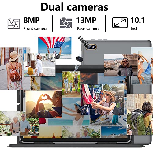 ZONKO 2 in 1 Tablet 10 Zoll Android Tablett 128GB ROM 1TB TF 13+8MP Kamera Octa-core 1080P FHD Video 7000mAh 2.4G/5G WiFi Tablet mit Tastatur BT5.0 GPS OTG Grau PC Modus – Bild 6