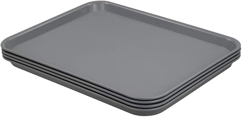 Miniatura 7 de Begale Bandeja de plástico para servir comida rápida, bandeja grande de cocina, juego de 4, gris