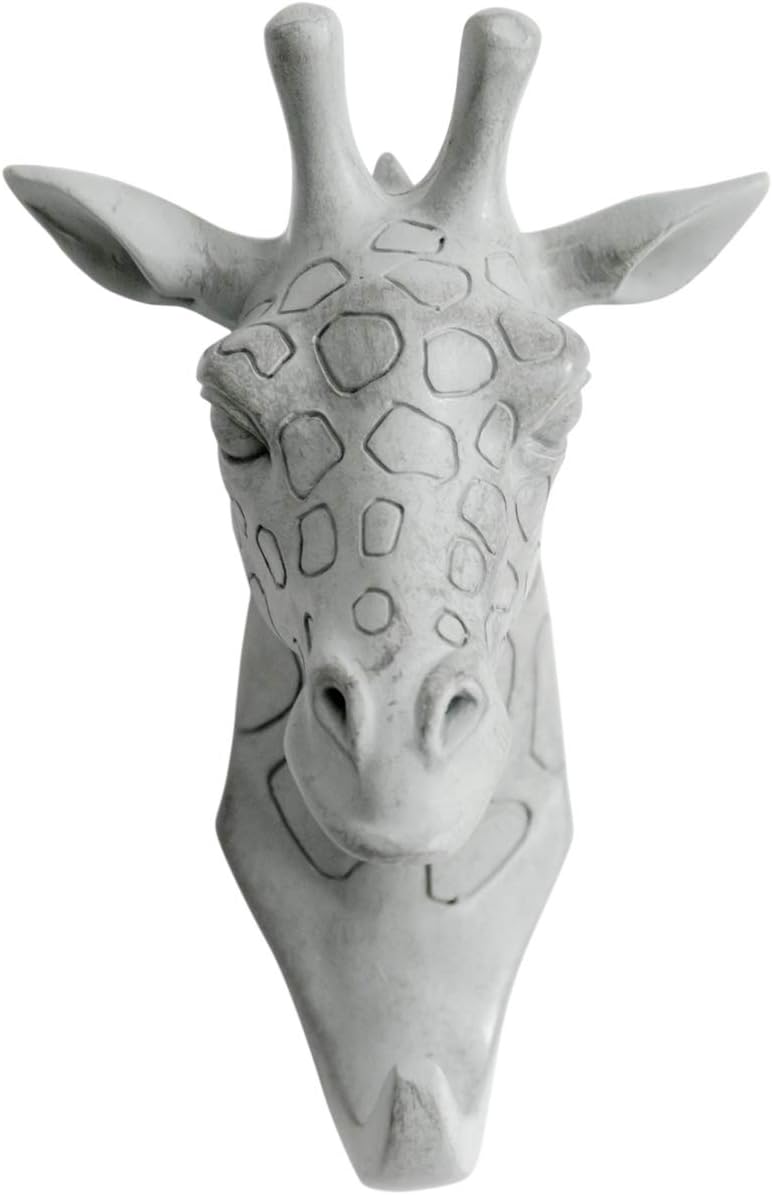HERNGEE Giraffe Head Single Wall Hook / Hanger Animal Shaped Coat Hat Hook Heavy Duty, Rustic, Decorative Gift , Grey