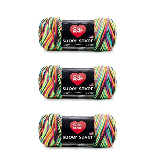 Image of Red Heart Super Saver Yarn, 3 Pack, Blacklight 3 Count