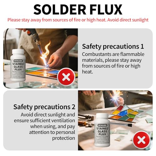Image of Stained Glass Supplies，Stained Glass Accessories for Soldering Work， Stained Glass Starter Kit, Stained Glass Tools for Table and Countertop Protection (8oz Solder Flux)