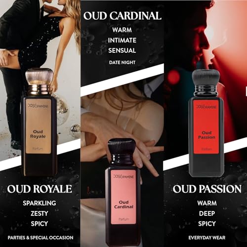 Image of Dopamine Oud Trinity Unisex Perfume Combo for Long lasting Smell | Luxurious Fragrance Premium Oud Perfumes for Men & Women - With free Travel Pouch (50 ml X 3 Pack)