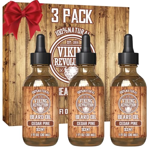 Viking Revolution Men's Beard Oil - Natural Argan and Jojoba Blend, Softens and Strengthens Facial...