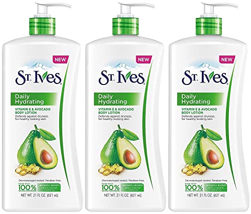 St. Ives Daily Hydrating Vitamin E & Avocado Body Lotion, 21 Ounce (Pack of 3)
