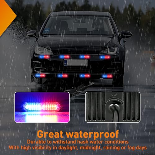 Image of Nilight 8PCS LED Strobe Lights 12V 24V Amber White Sync Feature Ultra Slim