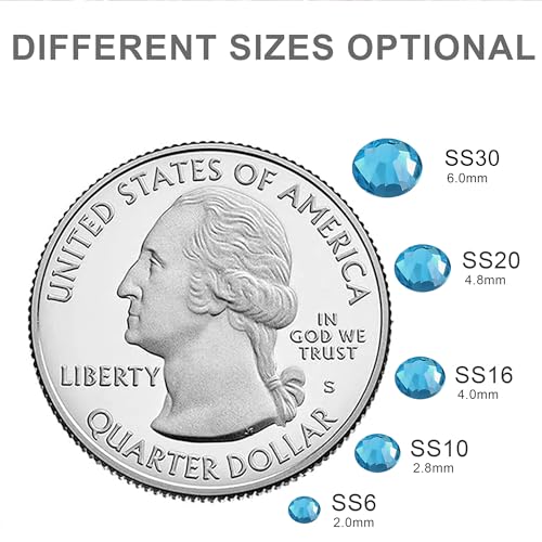 Image of 1440 Pieces SS20 /4.6-4.8mm Flat Back Crystal Rhinestones Round Gems for Nail Art,Aquamarine