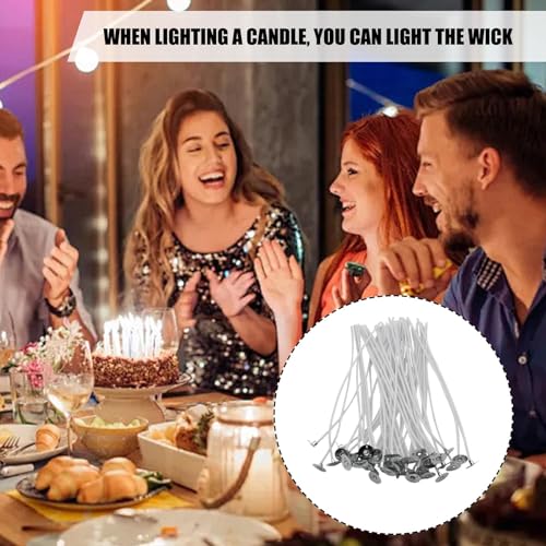 Cotton Candle Wicks | Pre-Waxed Candle Wicks | Candle Natural Wicks, 50 Pcs Soy Candle Wick Set with Long Wicks for Crafts and Scented Candle Making Supplies for Easy and Creative Candle Making