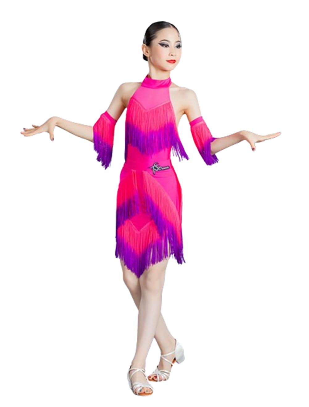 Mädchen Fransen Latein Tanzkleider Tanz Performance Wettbewerb Kleider Cha Cha Rumba Samba Tanzbekleidung Performance Kostüm (164)
