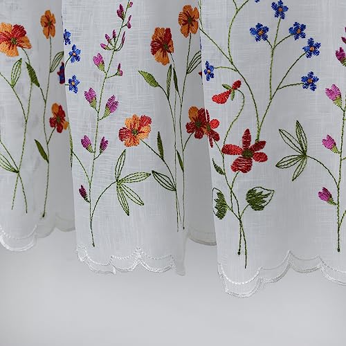 Yurlisa KFL008A 027 Floral Embroidery Pastoral Style Valance, White Sheer Flowers Valances,Window Treatment thumb #1