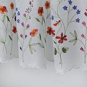 Kfl027sheerembroiderypastoralstylecafecurtainwhitesheertiersforwindows2panelswildflowerw30xl36x2tiers Urban Country Home Decor Kfl027 sheer embroidery pastoral style cafecurtain white sheer tiers for windows 2 panels wild flower w30 xl36 x2 tiers urban country home decor