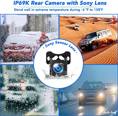 Image of Dual Dash Camera | 10 inch IPS Touch Screen | Full HD | Front & Rear Reverse Camera | Night Vision | 170 Wide Angle | Loop Recording | G-Sensor | Parking Monitor | Mirror Display Car DVR Cam