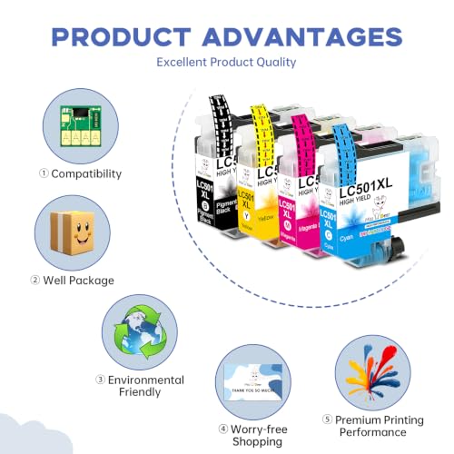 Image of Miss Deer LC501XL Ink Cartridge Replacement for Brother MFC-J1360DW