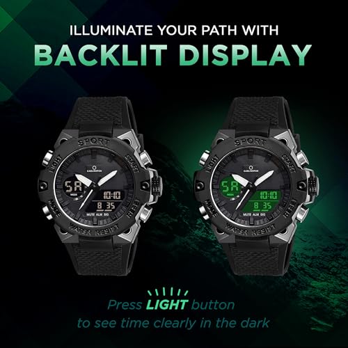 Image of Carlington Digital Sports Watch, Alarm, Stopwatch, Calendar, Water-Resistant, Shock-Resistant, Back Light Display Watch for Men