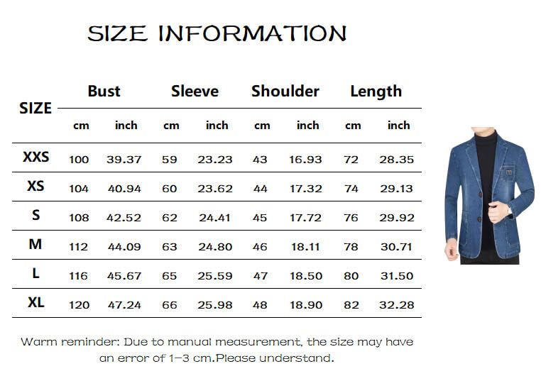 Blazer Vaquero para Hombre Elegante Informal Chaqueta Deportiva con Solapa De Muesca Dos Botones Blazer De Negocios Chaqueta Vaquera Sastrería para Hombre Chaqueta De Traje Vaquero Desgastada para