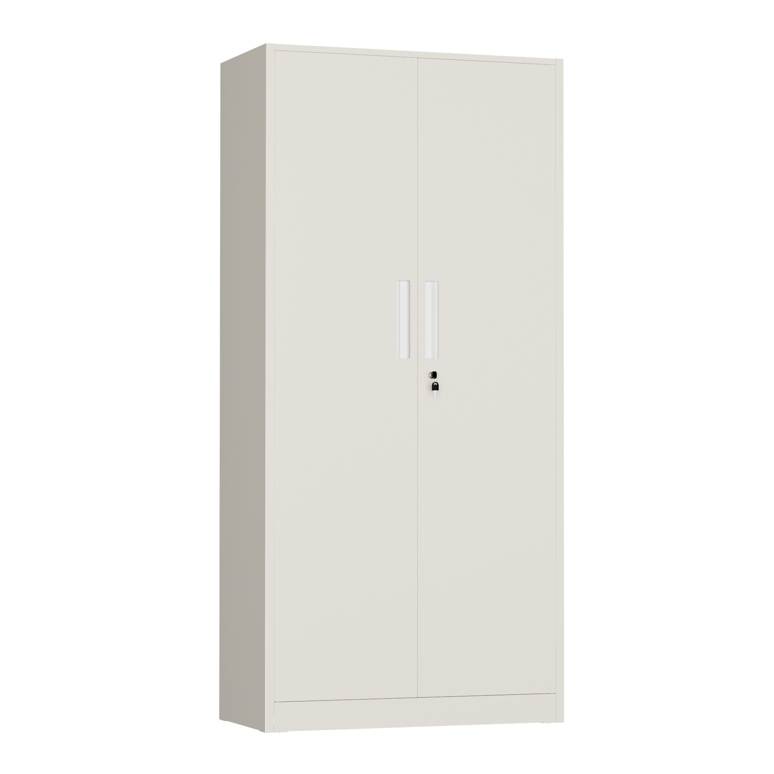 INTERGREAT Metal Storage Cabinet, 72" H Lockable Steel Cabinets with Locking Doors, Storage Locker with Adjustable Shelves for Office, Home, Garage, Gym, School (Warm Grey)