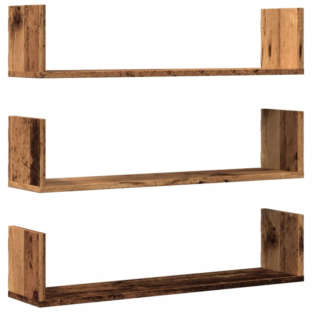 vidaXL Wall Shelves 3 pcs, Floating Shelf for Display, Wall Mounted Shelf for Living Room, Picture Ledge, Modern Style, Old Wood Engineered Wood
