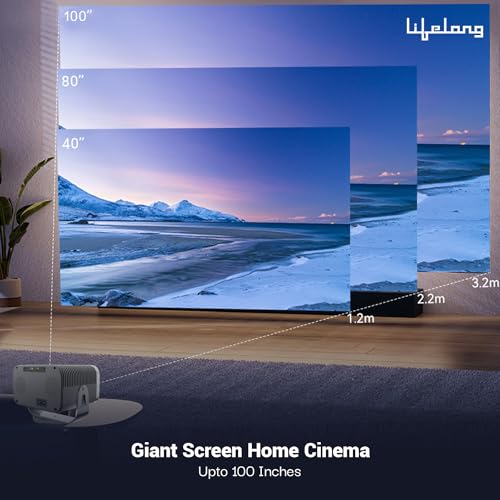 Lifelong Minipix Smart Projector for Home, Native 720p HD with 4K Support, Android 11 with Built-in Apps (Netflix, YouTube, Prime), 3500 Lumens,... - Image 2