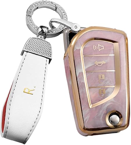 Miniatura 8 de ontto Funda para llavero de automóvil de 4 botones para Toyota Flip Remote, carcasa de TPU elegante textura de mármol para Fortuner Corolla CHR