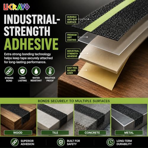Image of UCRAVO Anti Slip Safety Grip Tape Non-Slip Traction Tapes With Glow In The Dark Non Skid Stage Safety Reduce The Risk Of Slipping For Indoor Or Outdoor Stair Tread Step, Other Slippery Surfaces