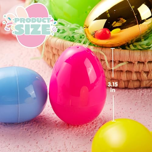JOYIN 3.15" 144 PCS Plastic Easter Eggs 6 Golden Eggs, Large Empty Eggshells Fillable for Easter Hunt, Parties, Basket Stuffers Filler, Classroom Prize Supplies by JOYIN - Image 5