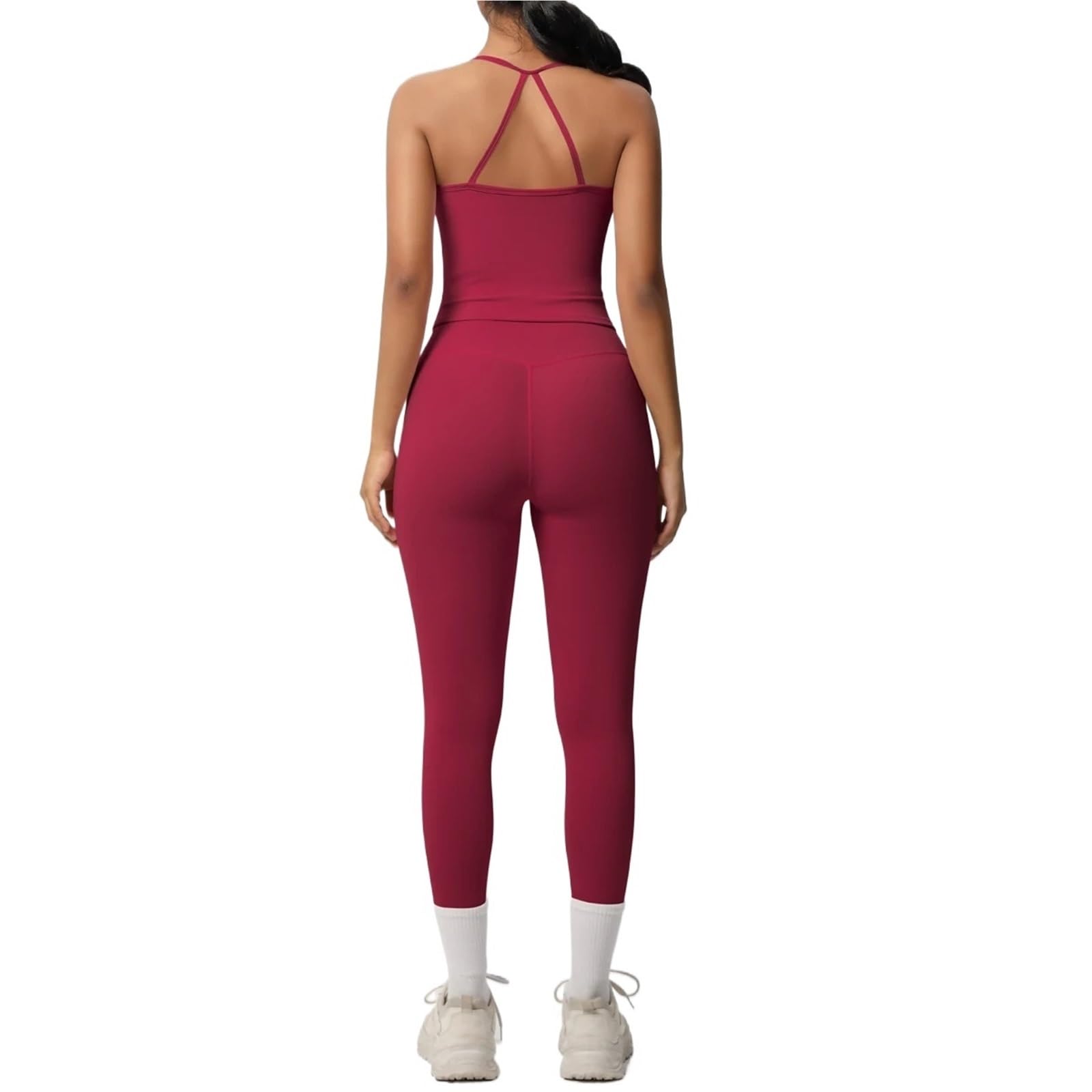 Halter Yoga Top Set Fitness Palestra Tuta Formazione Senza Maniche Sport Palestra Top Crossover Indietro Sport Biancheria Intima Controllo Dimagrante, rosa, S