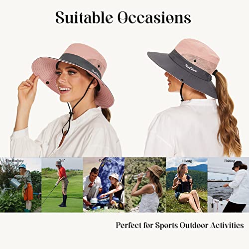 Zando Womens Sun Hat With Ponytail Hole For Women Foldable Sun Hats For Women Uv Protection Wide Brim Hats For Women Summer Beach Hats For Women Fishing Hat Ponytail Packable Sun Hat Solid Grey Hat #TOP5