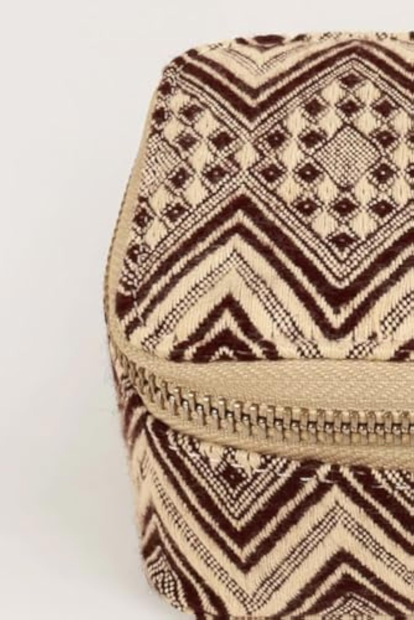 Square Handloom Jewellery Case, Brown Chevron