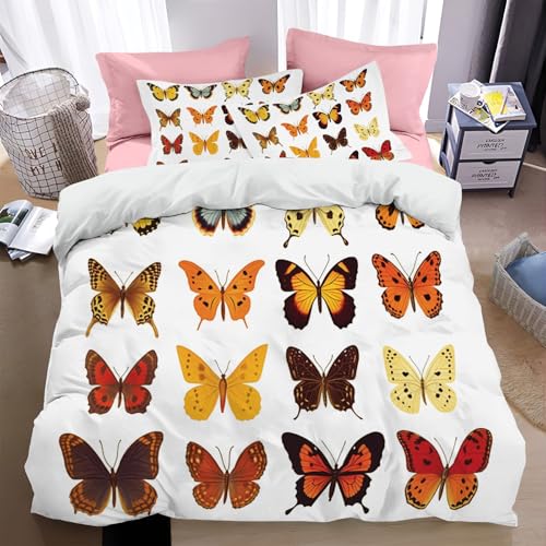 Housse de couette papillon animaux colorés et ludiques parure de lit double face 3D