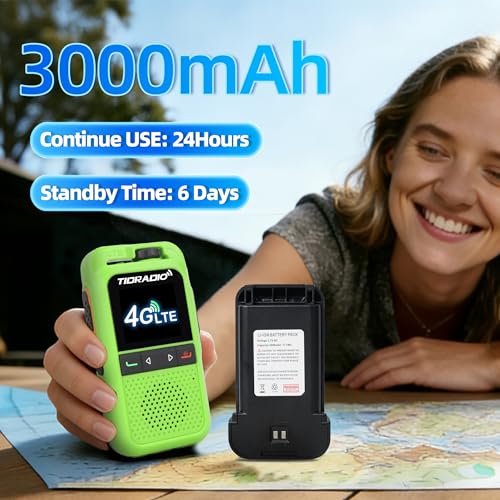 Image of TIDRADIO TD-G100 Global Rapid Walkie Talkies with SIM Cards, 4G POC Unlimited Range 6000 Miles Two Way Radios, Long Range PTT for Family, Logistics, Company,Green-3P