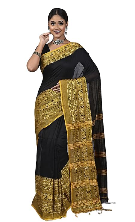 Accessorize KingdomWomen's Traditional Bengal Handloom Begampuri Cotton Saree Perfect for Weddings Parties and Special Occasions Inspired by traditional Indian craftsmanship
