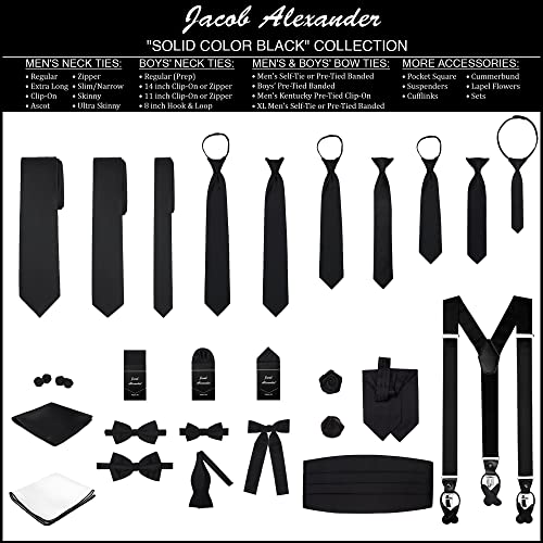 Jacob Alexander Men's Skinny Width 2" Solid Color Tie - Black #TOP4