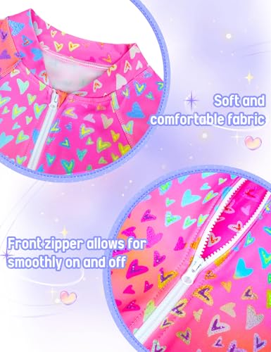 Girls Long Sleeve Swimsuit Zipper Rash Guard Bathing Suit Swimwear with UPF 50+ Sun Protection for Toddler Kids3