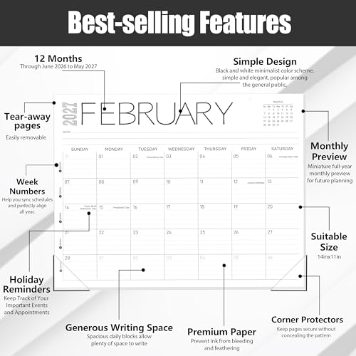 Image of GuassLee Desk Calendar 2026-2027, 19 Months (Jun 2026-Dec 2027), 14 inch x 11 inch (Pack of 2)