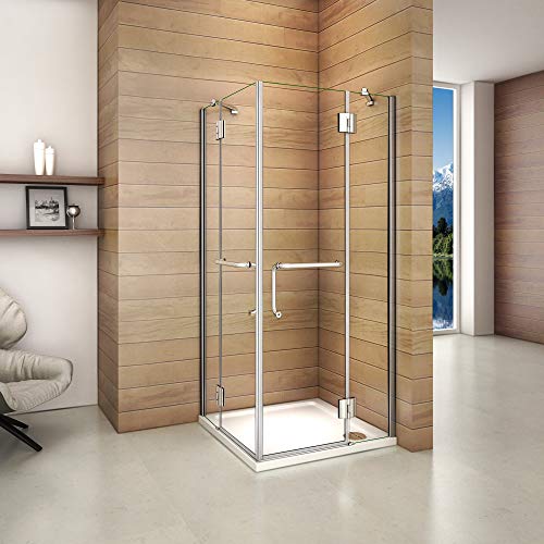 Mamparas Cabina de Ducha cristal 8mm Puerta Abatible de Baño 80x120x190cm