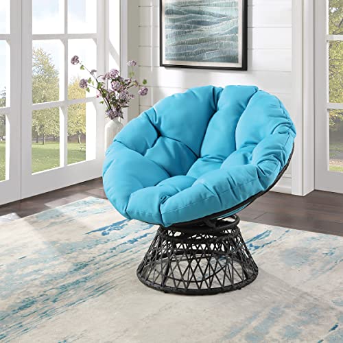 Image of OSP Designs Alloy Steel, Polypropylene, Foam, Textile Papasan Chair (Blue Cushion, Gray Frame)