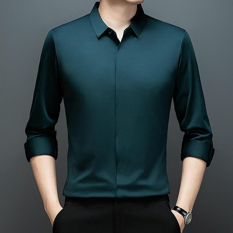 Camisa casual de botones masculina para eventos y oficina 6
