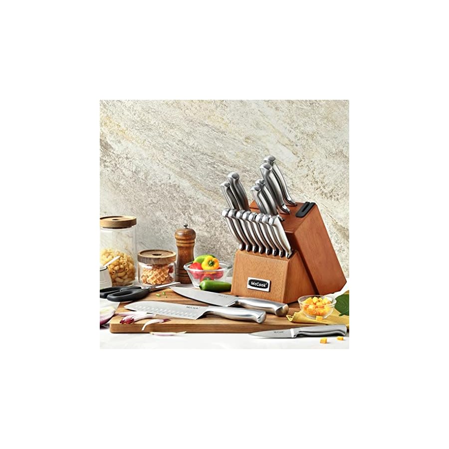McCook-Kitchen-Knife-SetsGerman-Stainless-Steel-Knives-Block-Set-with-Built-in-Sharpener McCook® Kitchen Knife Sets,German Stainless Steel Knives Block Set with Built-in Sharpener