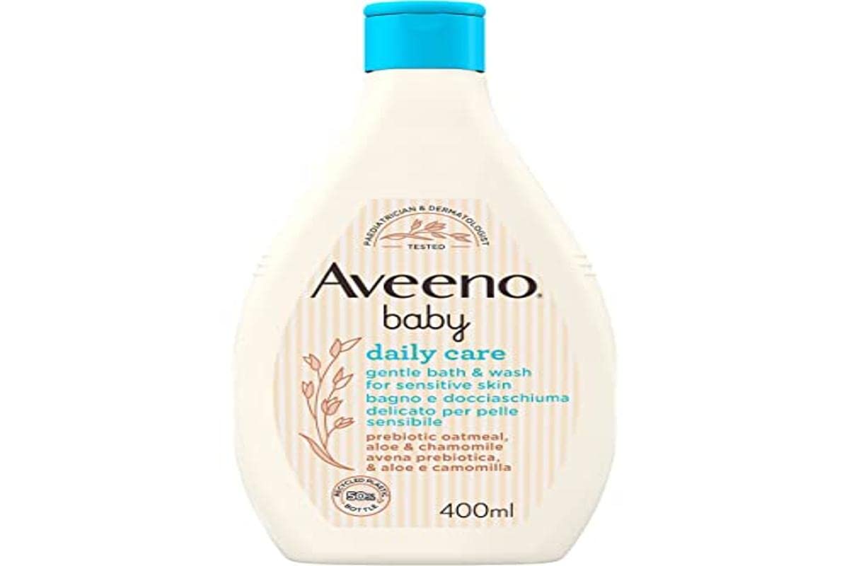 Aveeno Baby Daily Care Sanftes Bade- und Duschgel, Baby-Badebad für eine gründliche Reinigung empfindlicher Haut, Baby-Schaumbad mit Hafer, 400 ml