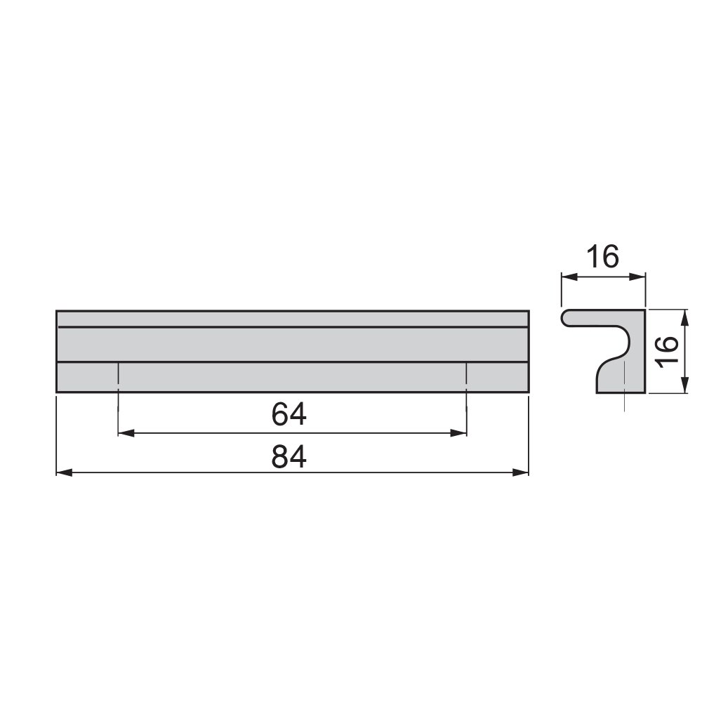 Emuca - Tirador para mueble, CC 64mm, aluminio, anodizado mate, Set de 25