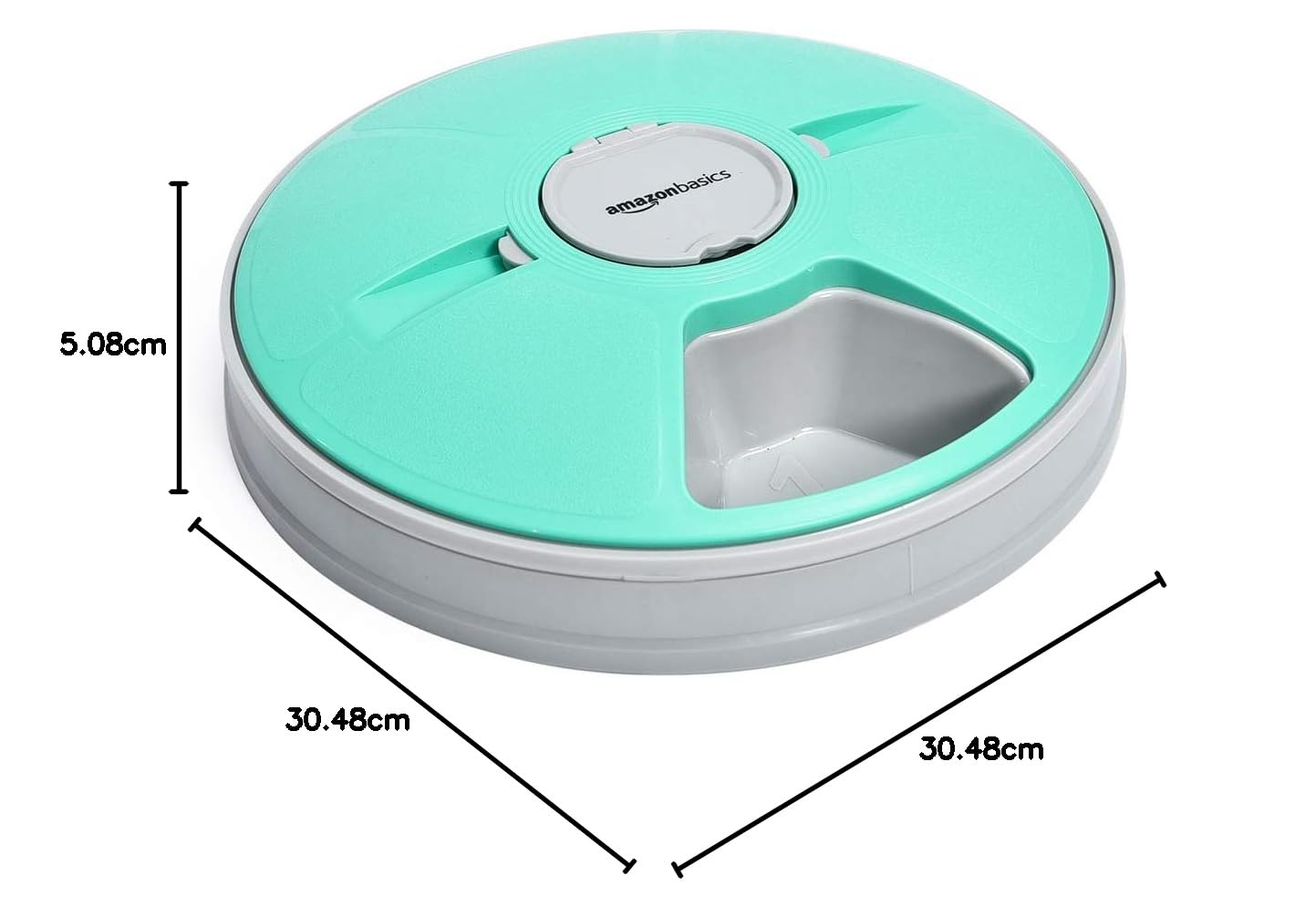 Amazon Basics Alimentatore elettronico automatico a tempo per animali domestici - 6 porzioni, Verde acqua, 30 cm x 50 cm x 5 cm (Confezione da 1)