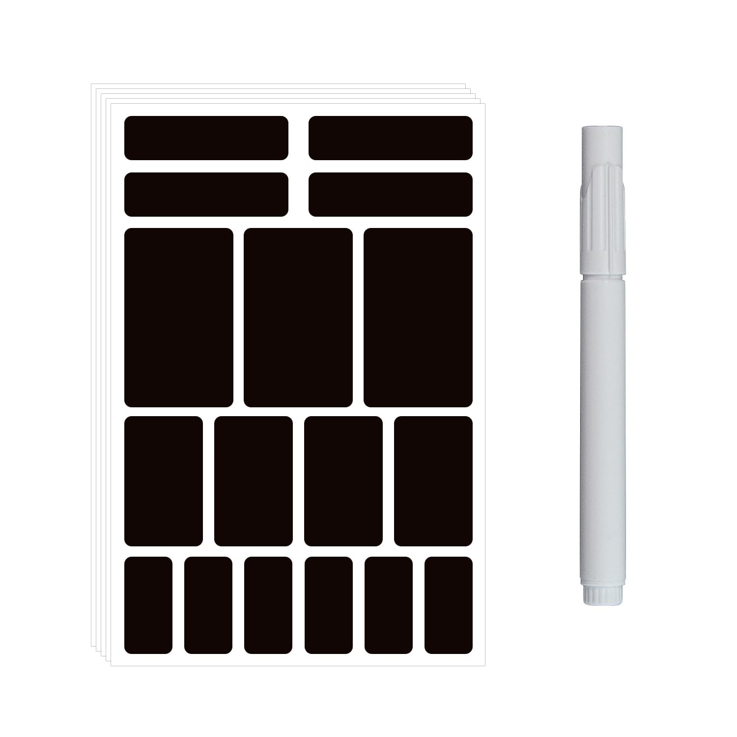 GCYQOOD 85 PCS Labels for Food Containers, for Jars, Glass for Storage Bins, and 1 PCS Marker Pen, Chalk, for Containers, Jar, Shelf, Organization