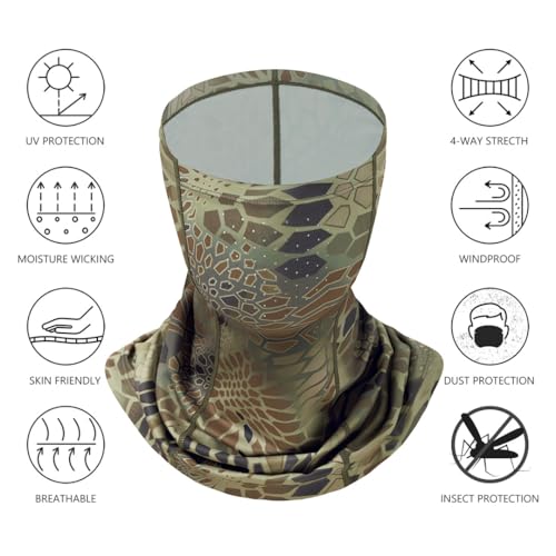 Image of BASSDASH Neck Gaiter Mask UPF 50 Sun Protection for Men & Women, Fishing, Hiking, Outdoor