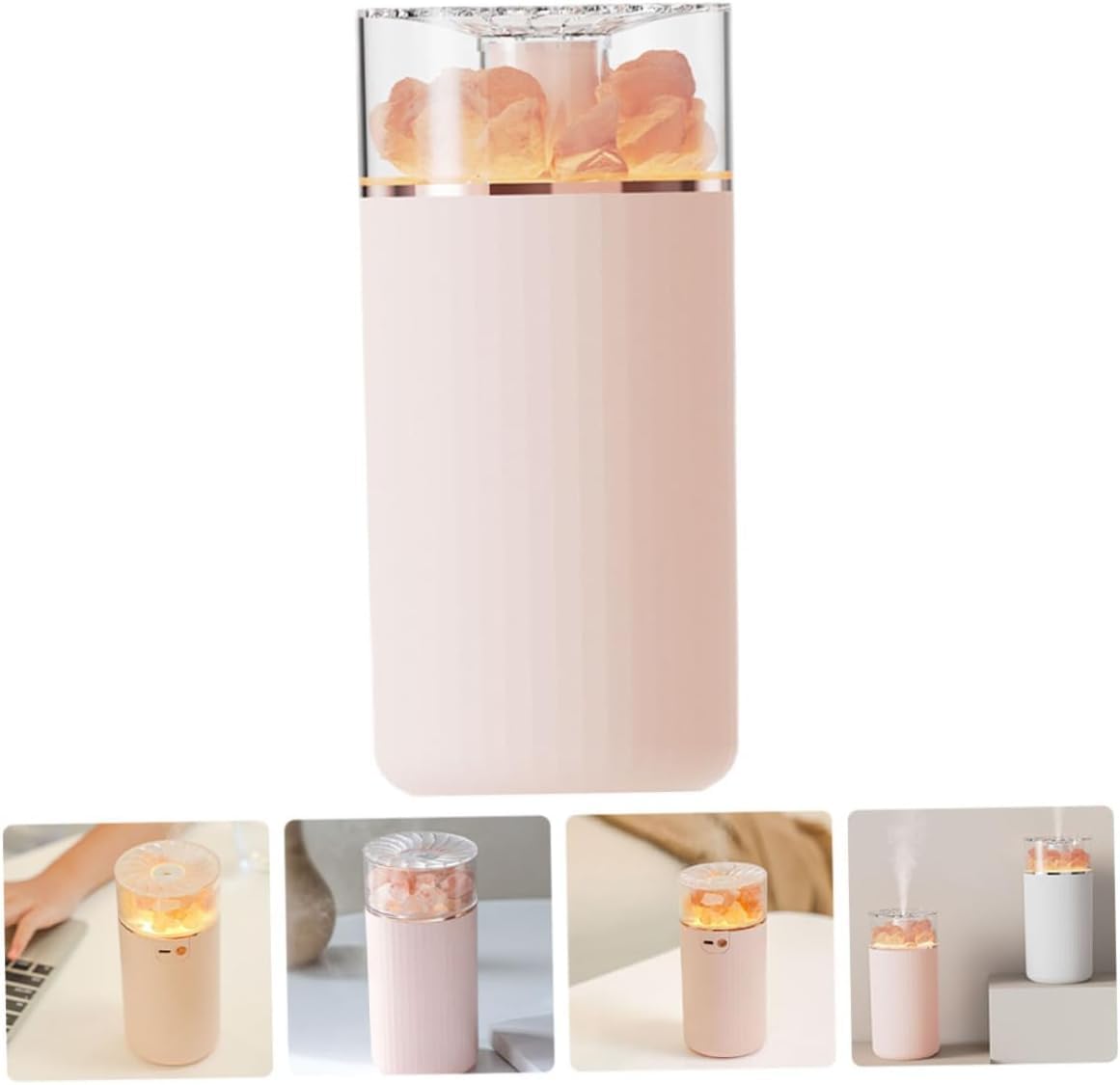 Difusor de Aire 1 Juego humidificador difusor de Aroma nebulizadores for el hogar humidificador de Aroma Interior Niebla Ajustable humidificadores de Gran Capacidad Sal Roca(Pink)