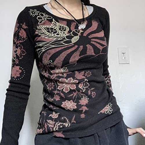 Lucakuins Women Y2k Long Sleeve Tops Fairy Grunge Graphic Tee Shirts Fairycore Aesthetic Fall Clothes Harajuku 90s Streetwear2