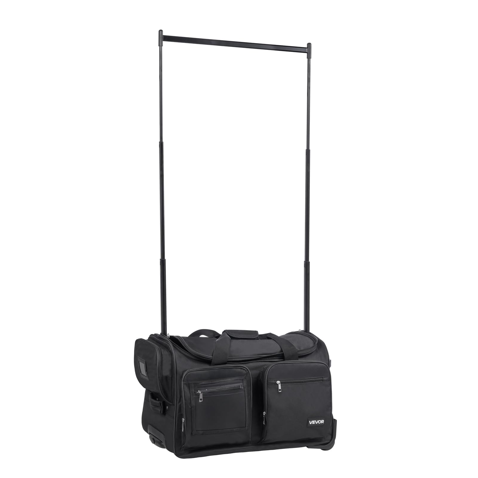 VEVOR Bolsa de Baile, con Perchero Ajustable en Altura, con Ruedas de 584,2 mm, Puerto USB, Cortina de Privacidad, para Viajes y Competiciones, Tejido Oxford 600D Laminado con PVC, Negro Mate