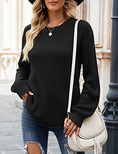 Image of MEROKEETY Women's Fall Long Sleeve Waffle Knit Oversized Sweater