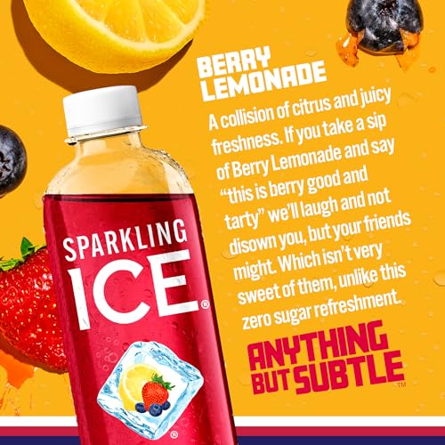 Image of Sparkling Ice, Berry Lemonade Sparkling Water, Zero Sugar Flavored Water, with Vitamins and Antioxidants, Low Calorie Beverage, 17 fl oz Bottles (Pack of 12)