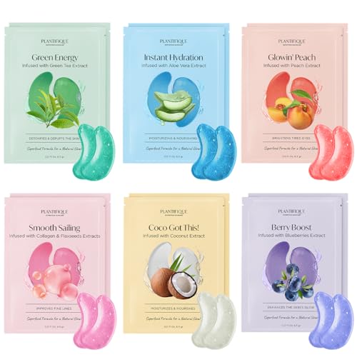 PLANTIFIQUE Ojos Bolsas y Ojeras con Superfood y Ácido Hialurónico - Parches para Contorno de Ojos Antiarrugas Mujer y Corrector Ojeras Hombres - Mascarilla Facial Hidratante - Skincare Completo