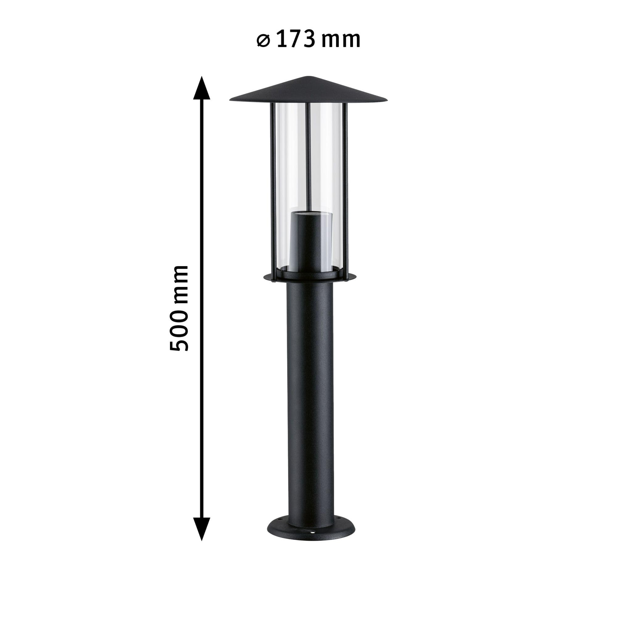 Paulmann LED Außenleuchte Pollerleuchte Classic IP44 500mm 2200K 4,3W 420lm 230V Schwarz E27 Metall