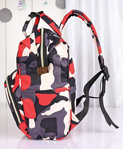 Image of Chinmay Kids Baby Diaper Backpack for New Born Baby Mother /Mom Stylish Polyester Organizer Bag for Casual Travel Outing & Traveling (Red Grey)